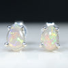 Natural Australian Dark Crystal Opal Silver Studs