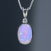 Natural Australian Boulder Opal Silver and Diamond Pendant