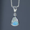 Natural Australian Boulder Opal Silver Pendant with Diamond