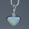 Natural Australian Boulder Opal Silver Pendant with Diamond