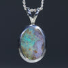 Natural Australian Boulder Opal Silver Pendant
