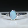 Natural Australian Boulder Opal Silver and Diamond Ring