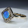 Natural Australian Boulder Opal and Diamond Gold Ring - Size 6.75 US Code EJ22
