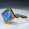10k Gold - Solid Boulder Opal - Natural Diamonds