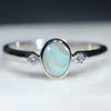 Natural Australian Boulder Opal Silver and Diamond Ring