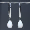 Natural Australian White Opal Silver Drop Earrings