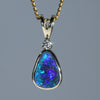 Natural Australian Boulder Opal and Diamond 18k Gold Pendant (8mm x 6mm) Code - EP47