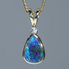 Natural Australian Boulder Opal and Diamond 18k Gold Pendant (8mm x 6mm) Code - EP47