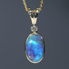 Natural Australian Boulder Opal and Diamond 18k Gold Pendant (8.5mm x 5.5mm) Code - EP00