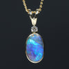 Natural Australian Boulder Opal Gold and Diamond Pendant