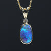 Natural Australian Boulder Opal and Diamond 18k Gold Pendant (8.5mm x 5.5mm) Code - EP00