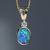 Natural Australian Boulder Opal Gold and Diamond Pendant