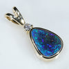 Natural Australian Boulder Opal and Diamond 18k Gold Pendant (8mm x 6mm) Code - EP47