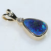 Natural Australian Boulder Opal and Diamond 18k Gold Pendant (8mm x 6mm) Code - EP47