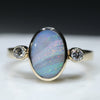 Natural Australian Boulder Opal and Diamond Gold Ring - Size 6.5 US Code - EJ24