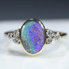 Natural Australian Boulder Opal Gold and Diamond Ring