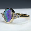 10k Gold - Solid Boulder Opal - natural Diamonds