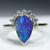 Natural Australian Boulder Opal Gold and Diamond Ring