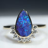 Natural Australian Boulder Opal and Diamond Gold Ring Size 7.25  Code - EJ33