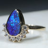 10k Gold - Solid Boulder Opal - natural Diamonds