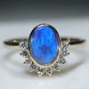 Natural Australian Boulder Opal and Diamond Gold Ring - Size 6 US Code EJ32