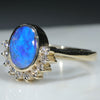 Natural Australian Boulder Opal and Diamond Gold Ring - Size 6 US Code EJ32