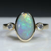Natural Coober Pedy Opal Gold and Diamond Ring
