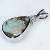 Sterling Silver - Solid Boulder Opal - Natural Diamond