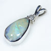 Sterling Silver - Solid Boulder Opal- Natural Diamond 