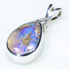 Natural Australian Boulder Opal and Diamond Silver Pendant with Silver Chain (11mm x 7.5mm) Code - ESP50