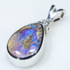 Sterling Silver - Solid boulder Opal - Natural Diamond