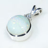 Sterling Silver- Solid Opal - Natural Diamond