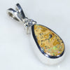 Natural Australian  Boulder Opal and Diamond Silver Pendant with Silver Chain (10mm x 5.5mm) Code - ESP52