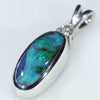 Sterling Silver - Solid Boulder Opal - Natural Diamond