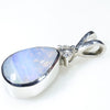 Sterling Silver- Solid Boulder Opal - Natural Diamond