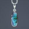 Natural Australian Boulder Opal Silver Pendant with Diamond