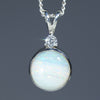 Natural Australian Silver Opal Pendant with Diamond