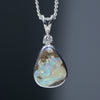 Natural Australian Boulder Opal Silver Pendant with Diamond