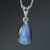 Natural Australian Boulder Opal Silver and Diamond Pendant