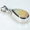 Natural Australian  Boulder Opal and Diamond Silver Pendant with Silver Chain (11mm x 7mm) Code - ESP72
