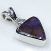 Sterling Silver - Solid Boulder Opal - Natural Diamond