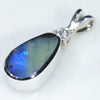 Sterling Silver - Solid Boulder Opal - natural Diamond
