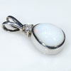Coober Pedy Opal and Diamond Silver Pendant with Silver Chain (8.5mm x 7mm) Code - ESP356