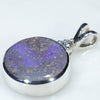 Sterling Silver  - Solid Boulder Opal - Natural Diamond