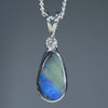 Natural Australian Boulder Opal Silver and Diamond Pendant