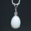 Natural Australian White Opal Silver and Diamond Pendant