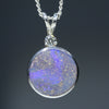 Natural Australian Boulder Opal Silver and Diamond Pendant