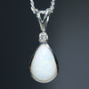 Natural Australian white Opal Silver Pendant with Diamond