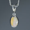 Natural Australian Boulder Opal Silver and Diamond Pendant
