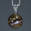 Natural Australian Boulder Opal Matrix Silver Ball Pendant